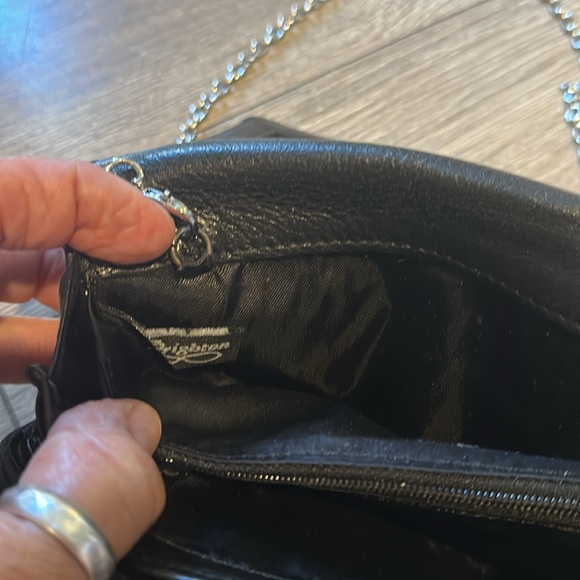 Brighton black leather wallet crossbody with silver hardware. - Picture 10 of 13